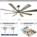 72 in. Large Outdoor Ceiling Fans with Lights and Remote, Black Large Modern Ceiling Fan, Silent Ceiling Fan for Living Room Bedroom Patio Hall Office-13-ErisView