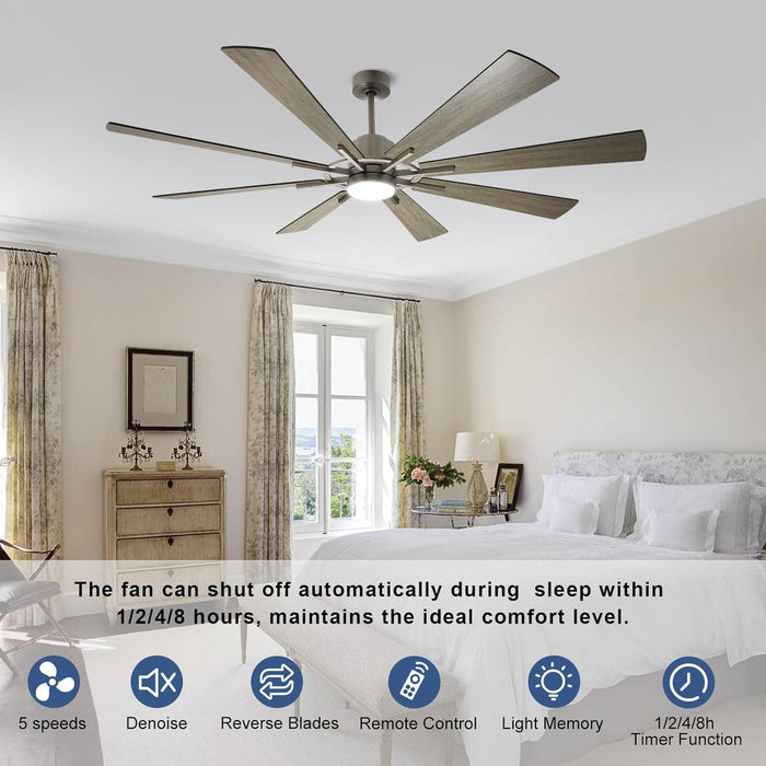 72 in. Large Outdoor Ceiling Fans with Lights and Remote, Black Large Modern Ceiling Fan, Silent Ceiling Fan for Living Room Bedroom Patio Hall Office-15-ErisView