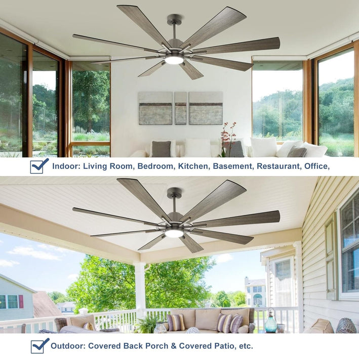 72 in. Large Outdoor Ceiling Fans with Lights and Remote, Black Large Modern Ceiling Fan, Silent Ceiling Fan for Living Room Bedroom Patio Hall Office-17-ErisView
