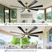 72 in. Large Outdoor Ceiling Fans with Lights and Remote, Black Large Modern Ceiling Fan, Silent Ceiling Fan for Living Room Bedroom Patio Hall Office-25-ErisView
