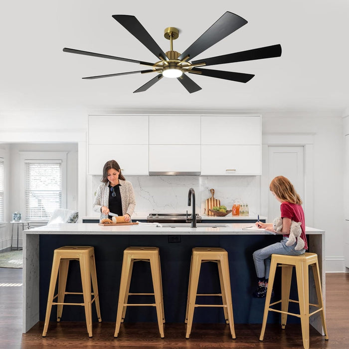 72 in. Large Outdoor Ceiling Fans with Lights and Remote, Black Large Modern Ceiling Fan, Silent Ceiling Fan for Living Room Bedroom Patio Hall Office-26-ErisView