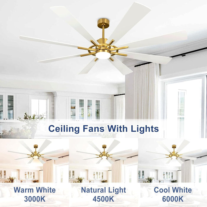 72 in. Large Outdoor Ceiling Fans with Lights and Remote, Black Large Modern Ceiling Fan, Silent Ceiling Fan for Living Room Bedroom Patio Hall Office-29-ErisView