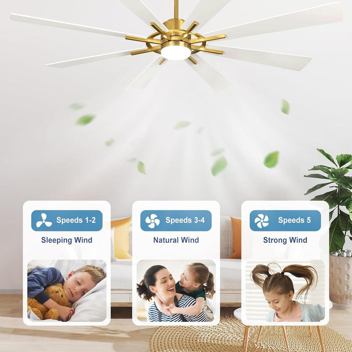 72 in. Large Outdoor Ceiling Fans with Lights and Remote, Black Large Modern Ceiling Fan, Silent Ceiling Fan for Living Room Bedroom Patio Hall Office-32-ErisView