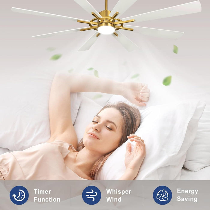 72 in. Large Outdoor Ceiling Fans with Lights and Remote, Black Large Modern Ceiling Fan, Silent Ceiling Fan for Living Room Bedroom Patio Hall Office-33-ErisView