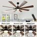72 in. Large Outdoor Ceiling Fans with Lights and Remote, Black Large Modern Ceiling Fan, Silent Ceiling Fan for Living Room Bedroom Patio Hall Office-3-ErisView