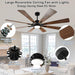 72 in. Large Outdoor Ceiling Fans with Lights and Remote, Black Large Modern Ceiling Fan, Silent Ceiling Fan for Living Room Bedroom Patio Hall Office-5-ErisView