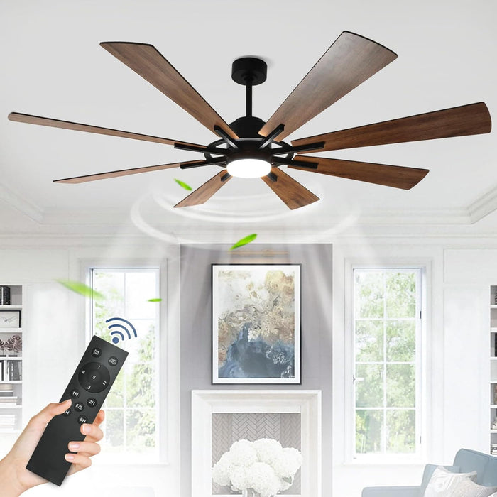 72 in. Large Outdoor Ceiling Fans with Lights and Remote, Black Large Modern Ceiling Fan, Silent Ceiling Fan for Living Room Bedroom Patio Hall Office-1-ErisView