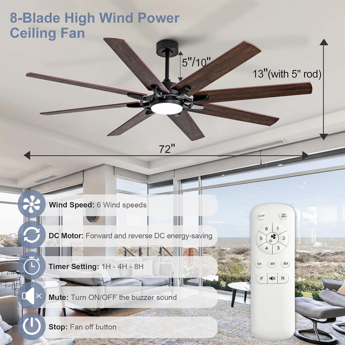 72 in. Large Outdoor Ceiling Fans with Remote Control, Black Indoor Reversible Ceiling Fan for Bedroom Living Room, Outdoor Ceiling Fan for Patio-12-ErisView