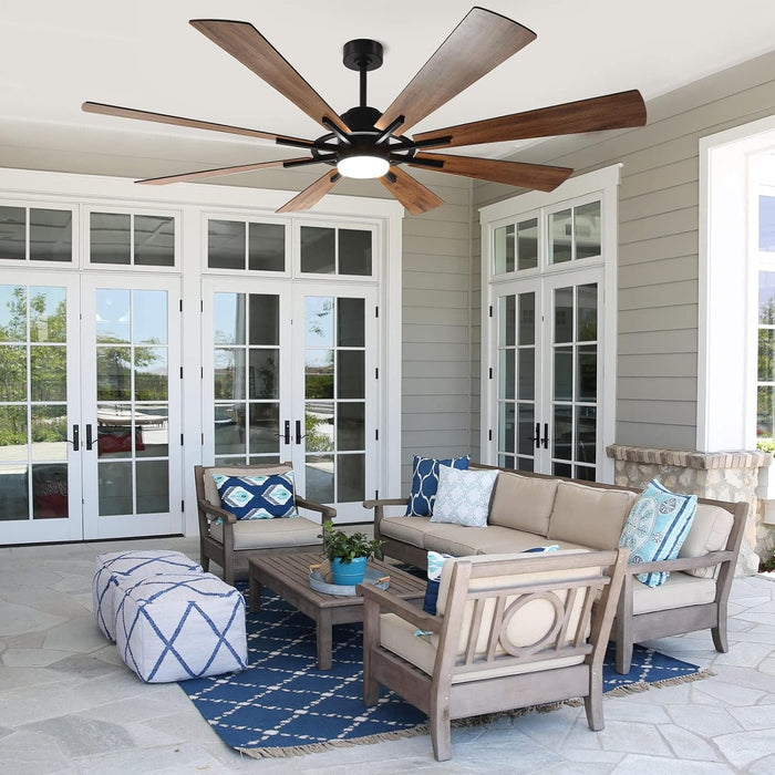 72 in. Large Remote Control Ceiling Fan and Light, Farmhouse Reversible Ceiling Fan for Living Room, Outdoor Fan for Patio, Black Outdoor Ceiling Fan-18-ErisView