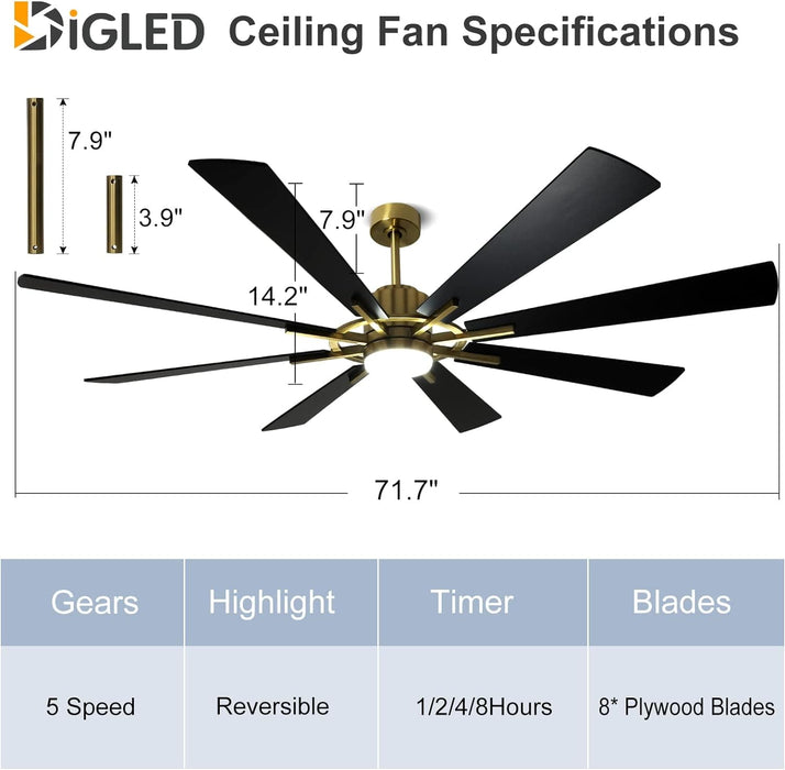 72 in. Large Remote Control Ceiling Fan and Light, Farmhouse Reversible Ceiling Fan for Living Room, Outdoor Fan for Patio, Black Outdoor Ceiling Fan-7-ErisView