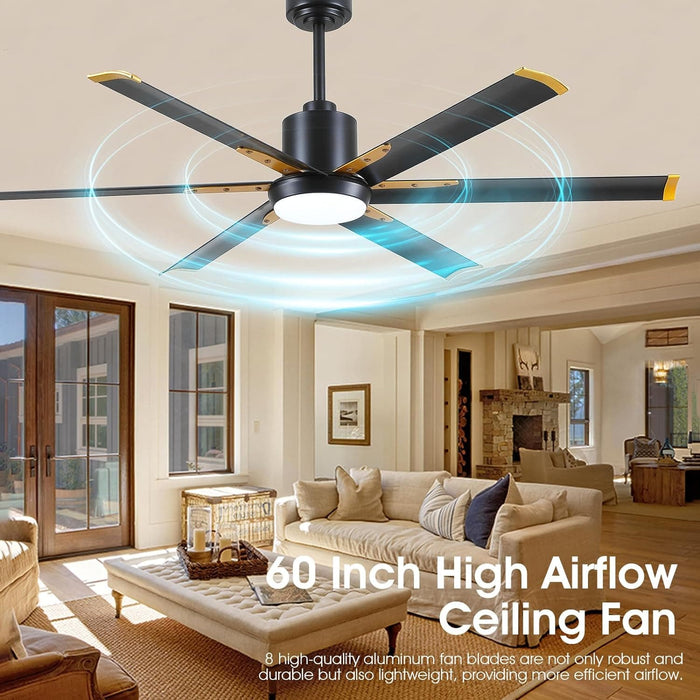 72 in. Large Remote Control Ceiling Fan and Light, Indoor Outdoor Industrial Ceiling Fans for Living Room Bedroom Patio Garage Porch-11-ErisView