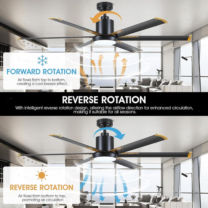 72 in. Large Remote Control Ceiling Fan and Light, Indoor Outdoor Industrial Ceiling Fans for Living Room Bedroom Patio Garage Porch-14-ErisView