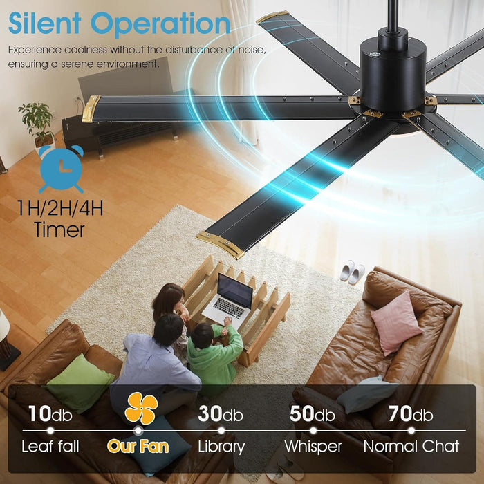 72 in. Large Remote Control Ceiling Fan and Light, Indoor Outdoor Industrial Ceiling Fans for Living Room Bedroom Patio Garage Porch-15-ErisView