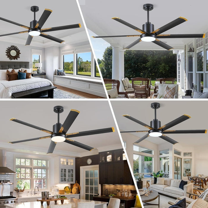 72 in. Large Remote Control Ceiling Fan and Light, Indoor Outdoor Industrial Ceiling Fans for Living Room Bedroom Patio Garage Porch-16-ErisView