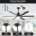 72 in. Large Remote Control Ceiling Fan and Light, Indoor Outdoor Industrial Ceiling Fans for Living Room Bedroom Patio Garage Porch-18-ErisView