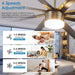 72 in. Large Remote Control Ceiling Fan and Light, Indoor Outdoor Industrial Ceiling Fans for Living Room Bedroom Patio Garage Porch-3-ErisView