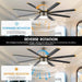 72 in. Large Remote Control Ceiling Fan and Light, Indoor Outdoor Industrial Ceiling Fans for Living Room Bedroom Patio Garage Porch-6-ErisView