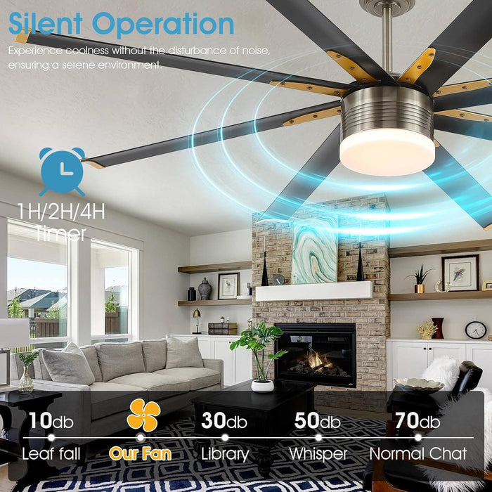 72 in. Large Remote Control Ceiling Fan and Light, Indoor Outdoor Industrial Ceiling Fans for Living Room Bedroom Patio Garage Porch-7-ErisView