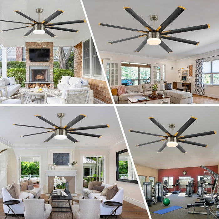 72 in. Large Remote Control Ceiling Fan and Light, Indoor Outdoor Industrial Ceiling Fans for Living Room Bedroom Patio Garage Porch-8-ErisView