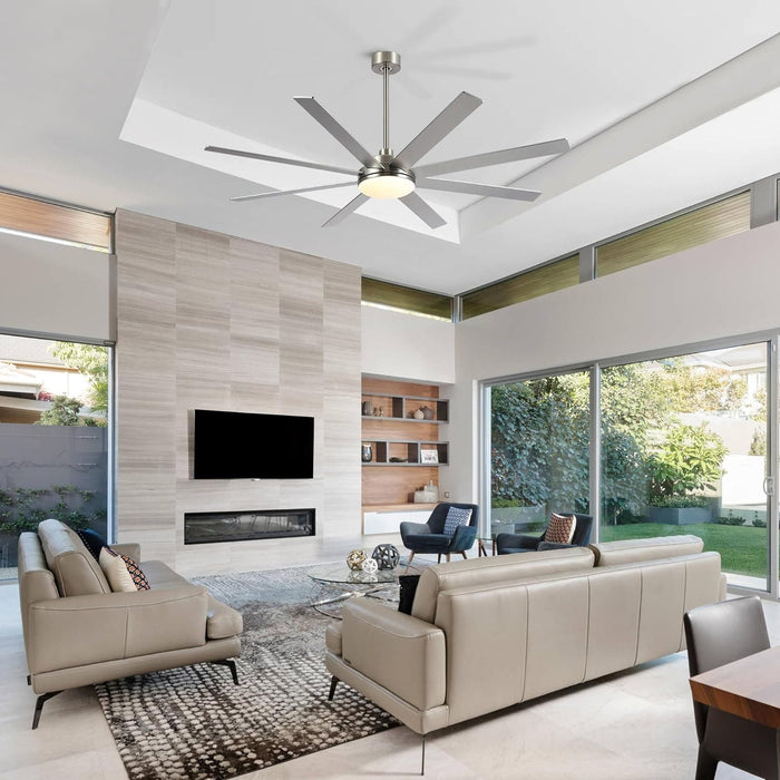 72 in. Large Remote Control Ceiling Fan and Light, Quiet Brushed Nickel Ceiling Fan for Bedroom Living Room, Outdoor Reversible Ceiling Fan for Patio-2-ErisView