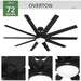 72 in. Matte Black Ceiling Fan, Ceiling Hugger Ceiling Fans, Cathedral Ceiling Fan, Mid Century Modern Ceiling Fan-2-ErisView