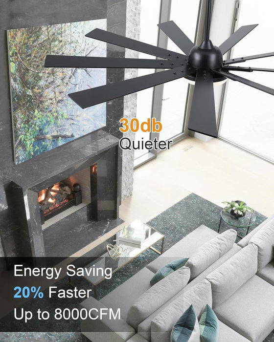 72 in. Outdoor Remote Control Ceiling Fan and Light, Large Dimmable Modern Ceiling Fan, Outdoor Fan for Patio, Unique Ceiling Fans-7-ErisView