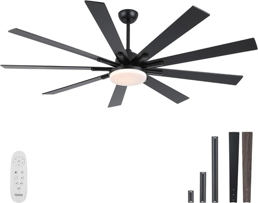 72 in. Outdoor Remote Control Ceiling Fan and Light, Large Dimmable Modern Ceiling Fan, Outdoor Fan for Patio, Unique Ceiling Fans-1-ErisView