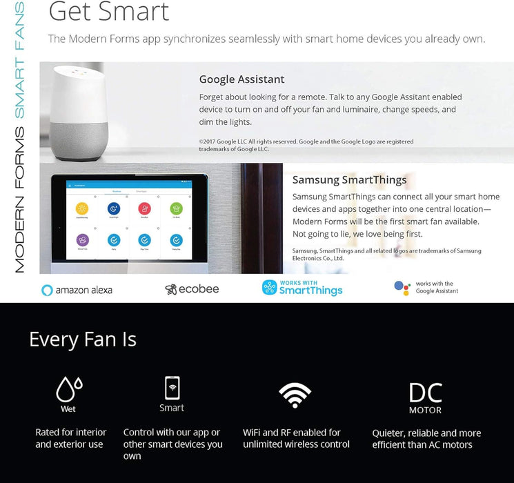 72 in. Smart Indoor Outdoor Stainless Steel Ceiling Fanswith LED Light and Remote, Works with Alexa Google Assistant Samsung Things Ios android APP-9-ErisView