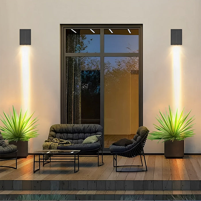 Solar Wall Sconce - Up/Down LED Outdoor Lighting, Waterproof Aluminum Glass Fixture