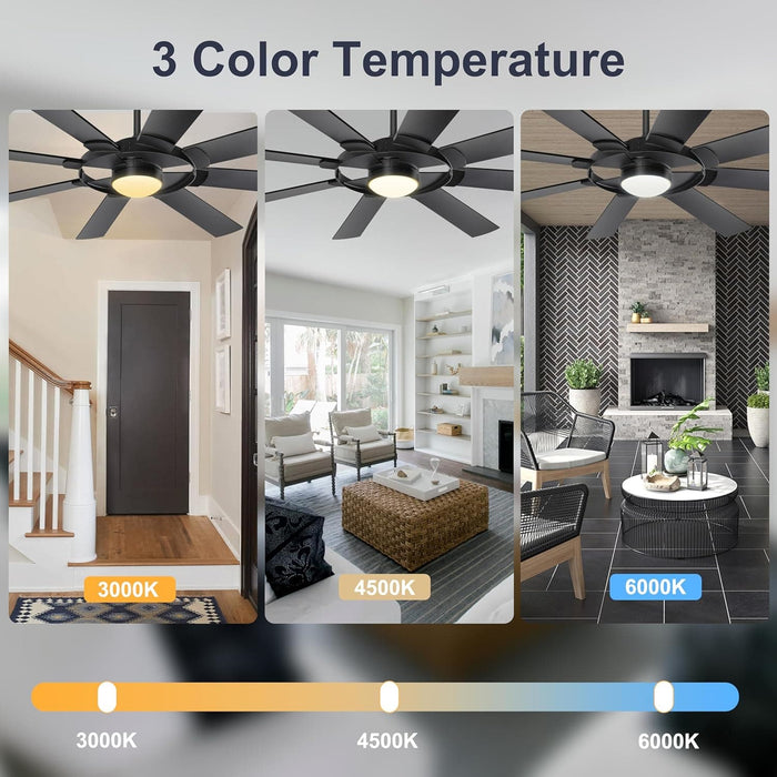 76 in. Large Remote Control Ceiling Fan and Light, Modern Industrial Ceiling Fans, Reversible Ceiling Fan for Living Room, Farmhouse Outdoor Fan for Patio -2-ErisView