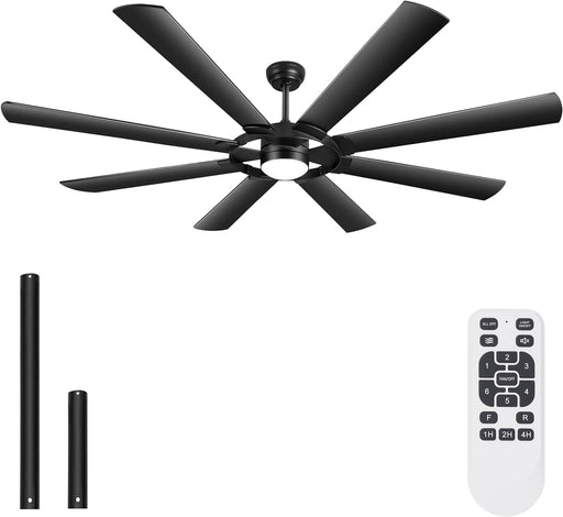 76 in. Large Remote Control Ceiling Fan and Light, Modern Industrial Ceiling Fans, Reversible Ceiling Fan for Living Room, Farmhouse Outdoor Fan for Patio -1-ErisView