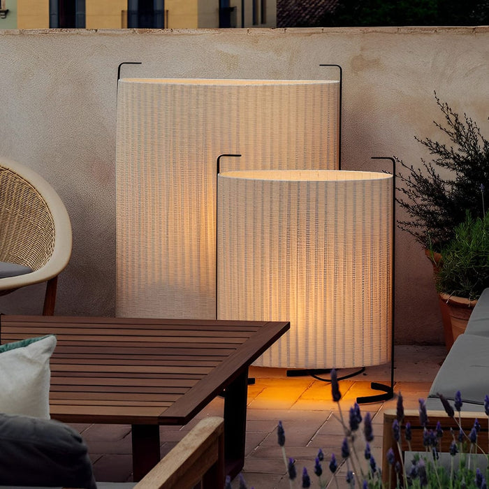 Aluminum 42'' Novelty Floor Lamp with Fabric Shade Outdoor Standing Lamp