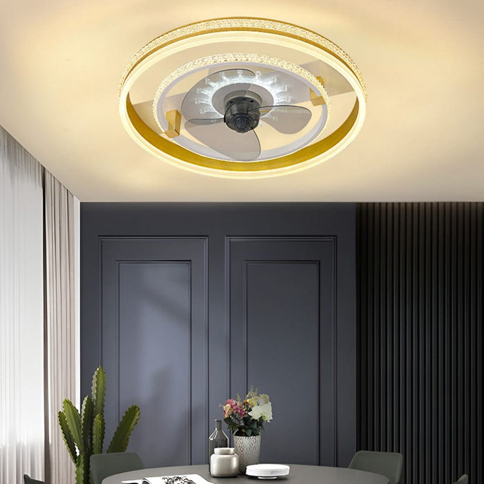 20'' Circular LED Modern Flush Mount Ceiling Fan with Lights