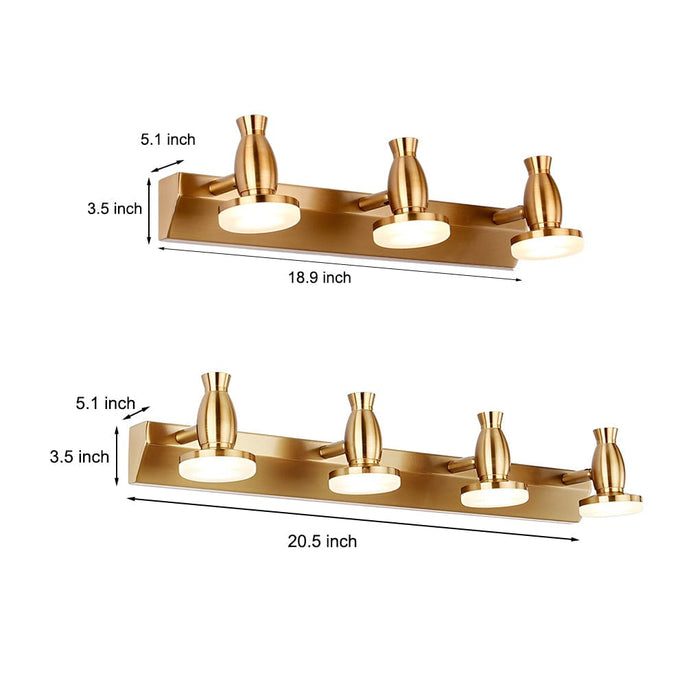 3/4 Lights 180° Adjustable Electroplated Metal LED Vanity Light