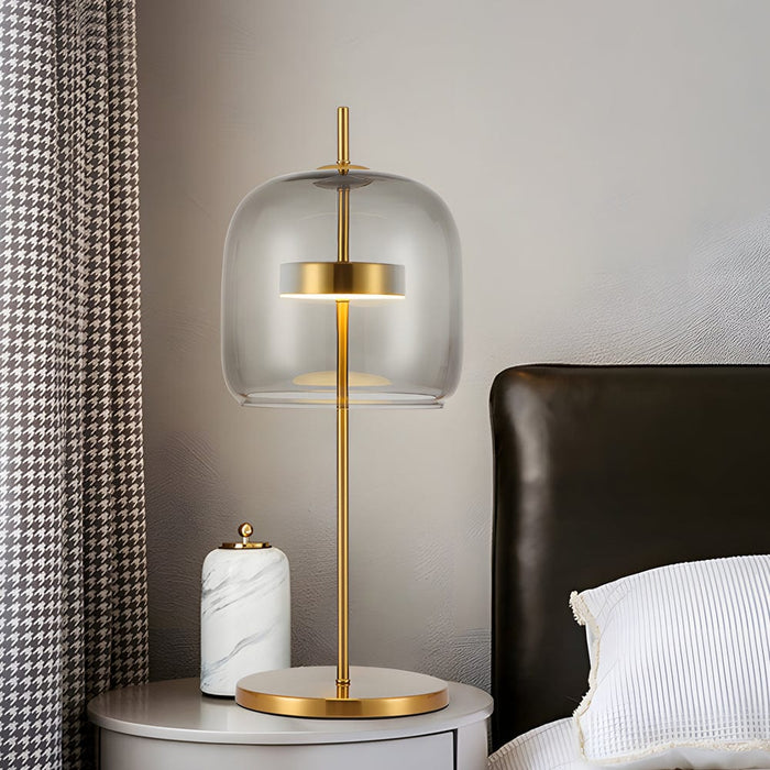 Jube Glass Lampshade table Lamp Smoky. Burned Earth Bedroom Lamp