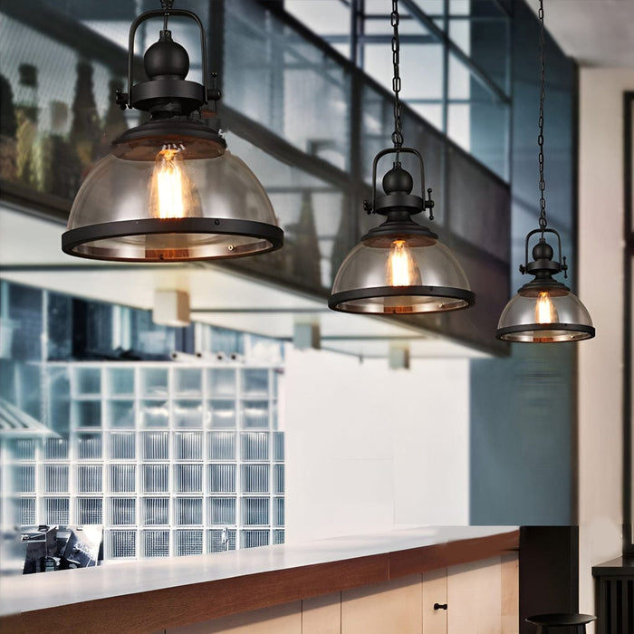 Antique Glass Iron Retro Industrial Chandeliers Hanging Ceiling Lights