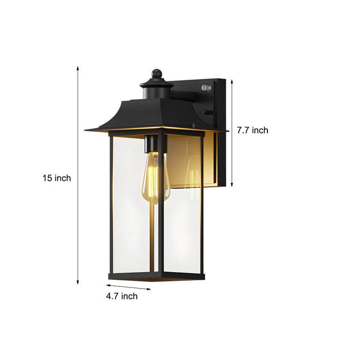 Waterproof Aluminum Glass Sensor LED Black Modern Outdoor Wall Lights