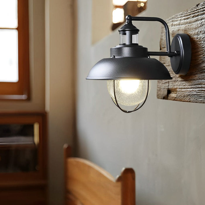 Antique Round Iron Bubbles Glass American Style Outdoor Wall Lights