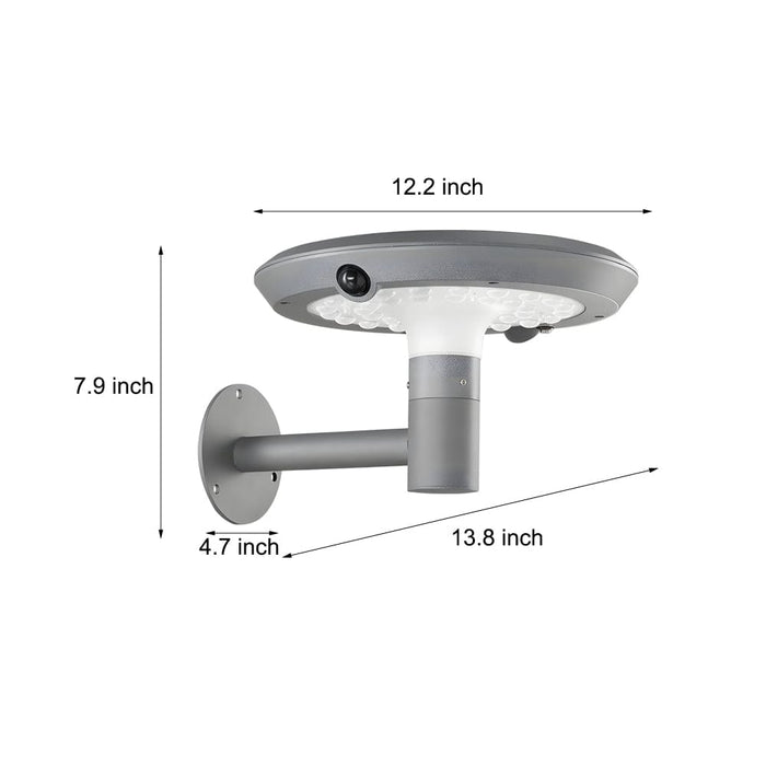 Modern Mushroom LED Solar Wall Light with Dual Motion Sensors - Gray