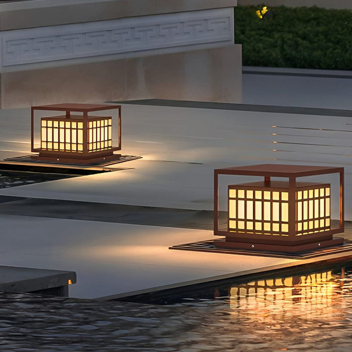 Square LED Waterproof Brown Modern Outdoor Deck Post Lights Pillar Light