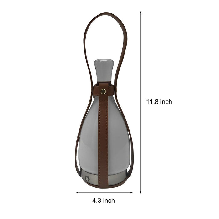 Integrated LED Built-in battery Frosted Glass Portable Bell Table Lamp with Leather Belt
