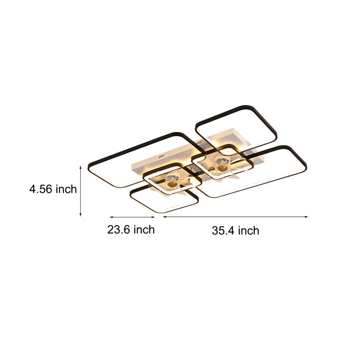 Rectangular Geometric LED Creative Nordic Invisible Ceiling Fan Lights