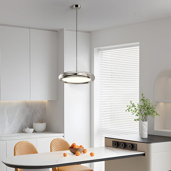 Modern 1/3-Light Black/chrome Round Metallic LED Pendant Light