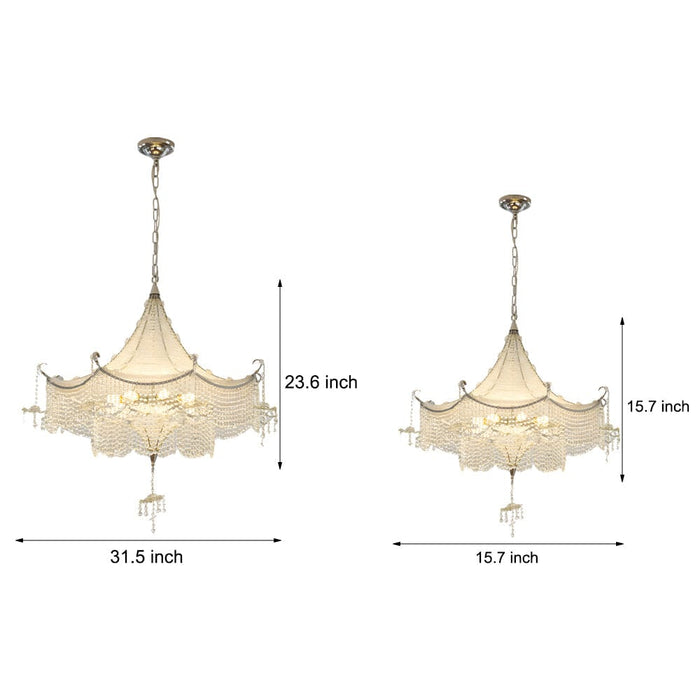 Elegant Pagoda Crystal Chandelier with LED Dimming - Elegant Chrome Finish