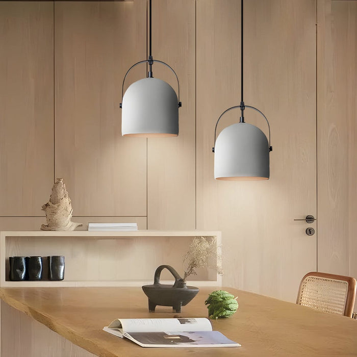 Cement Cylinder Pendant Light 1-Light Concrete Hanging Light in Gray/White/Black
