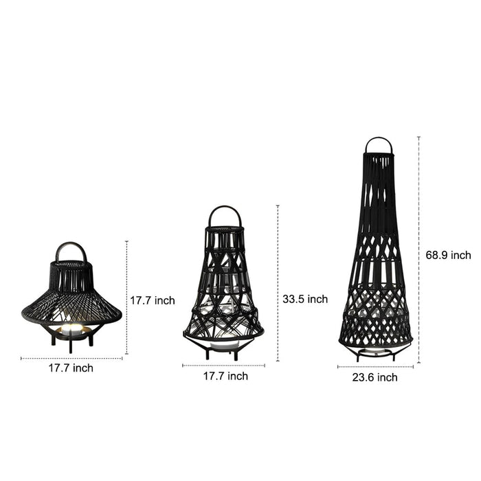 Black Rope Solar Tribal Floor Lamp Rechargeable Waterproof Portable Standing Lamp