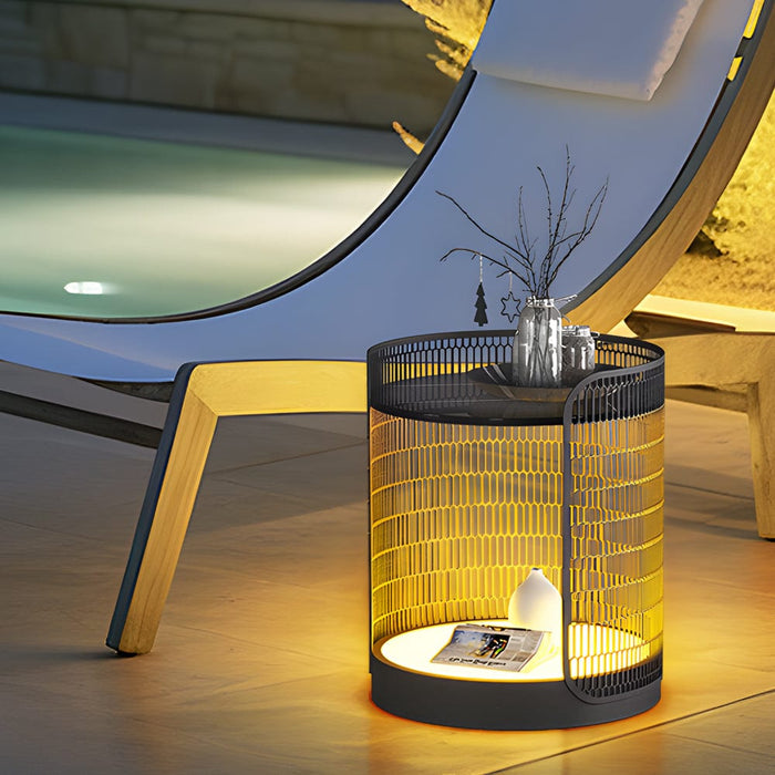 19'' LED Hardwired/Solar Powered Outdoor Floor Lamp Exterior Lantern