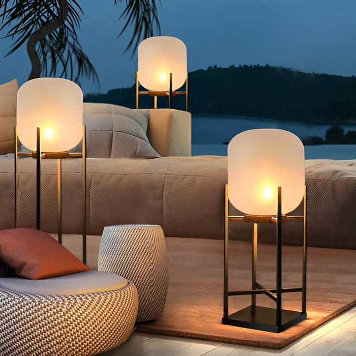 Lantern Design Waterproof LED Modern Solar Outdoor Floor Lamp Standing Lamp