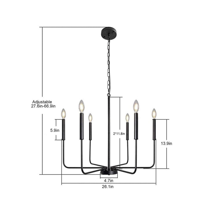 6 Lights Iron Candlestick Creative American Style Rustic Chandelier