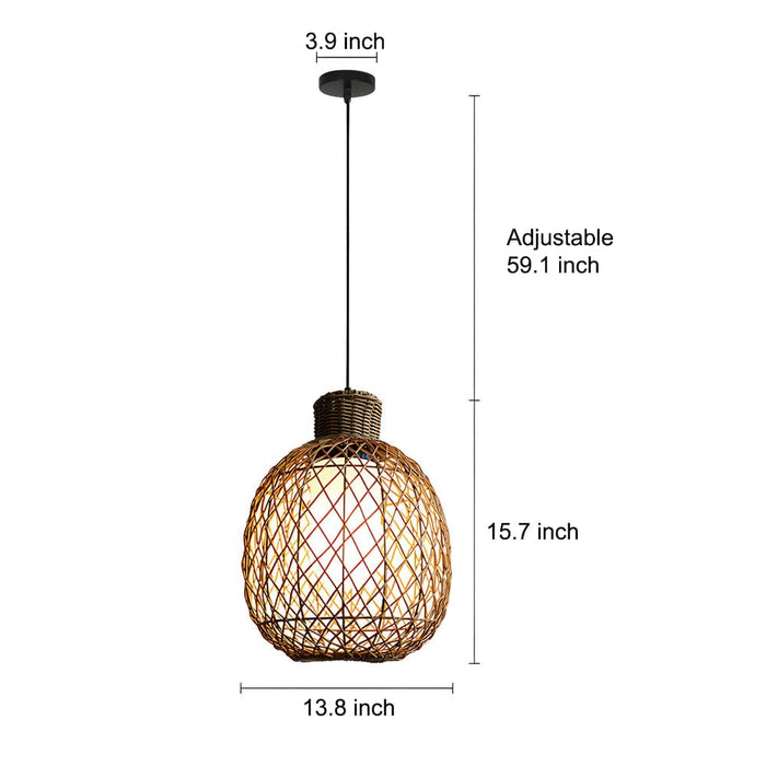 Waterproof Lantern Rattan Shade 10W LED Modern Outdoor Chandelier